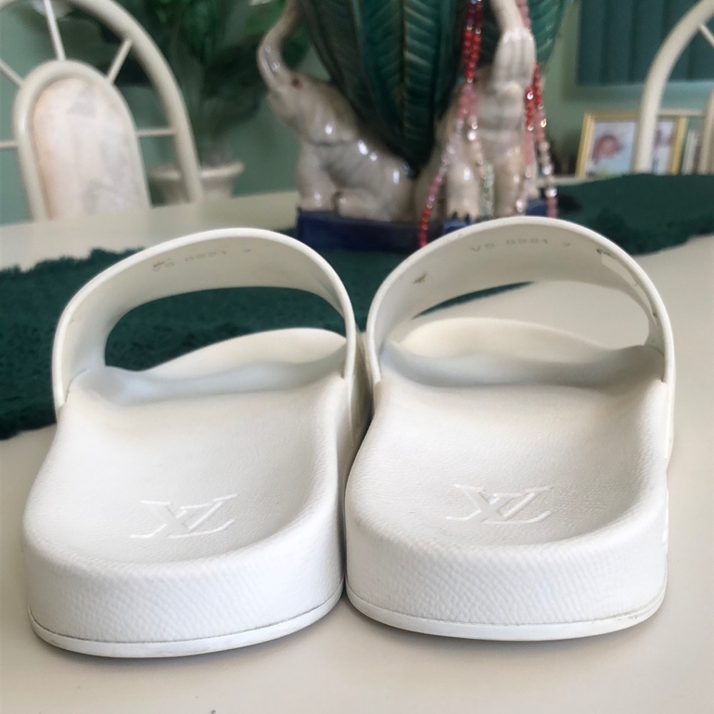 Louis Vuitton Mens White Open Toe Beach Slip-on Slide Sandals Size 7 W/ Coa - Picture 14 of 16
